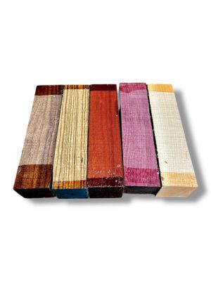 Walnut, Zebrano, Padauk, Purpleheart, and Maple