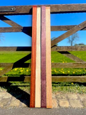 padauk, ash, purpleheart, cherry